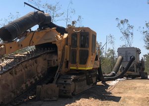 trencher connected to mobile dust collector