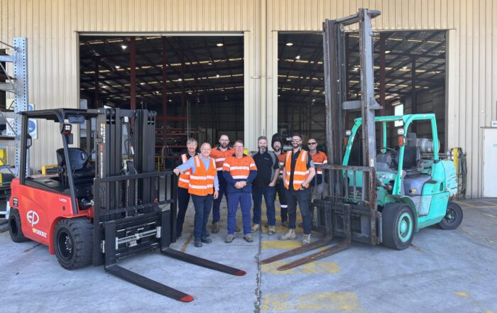 Grydale Team taking delivery of new Electric Forklift